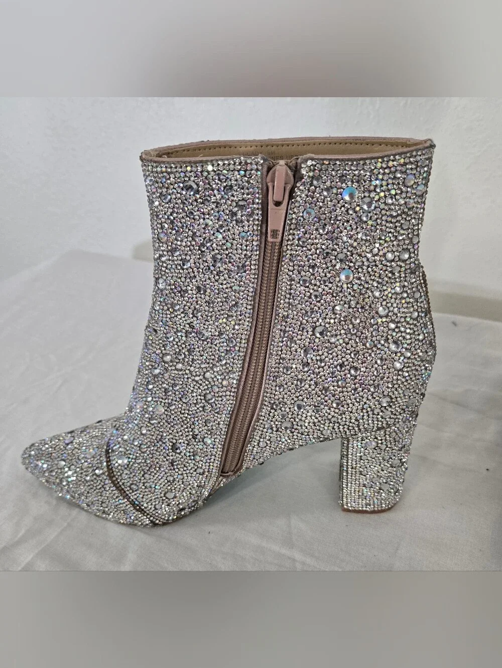 Betsey Johnson Cady Dazzling Silver Rhinestone Ankle Boots Rodeo Party, size 9M